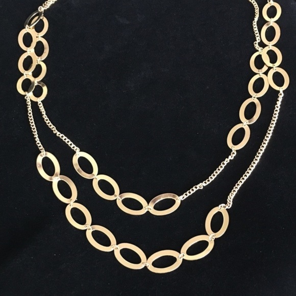 Long Gold Tone Chain Double Layer Sweater Necklace + Free Gift - Picture 10 of 12